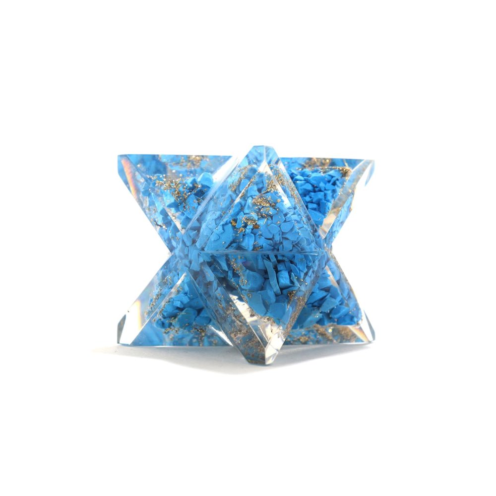 Jet Authentic Turquoise Large 4 Inch Orgone Merkaba Gemstones Copper Metal Mix Rare Healing Positive Energy Tetrahedron (Turquoise)