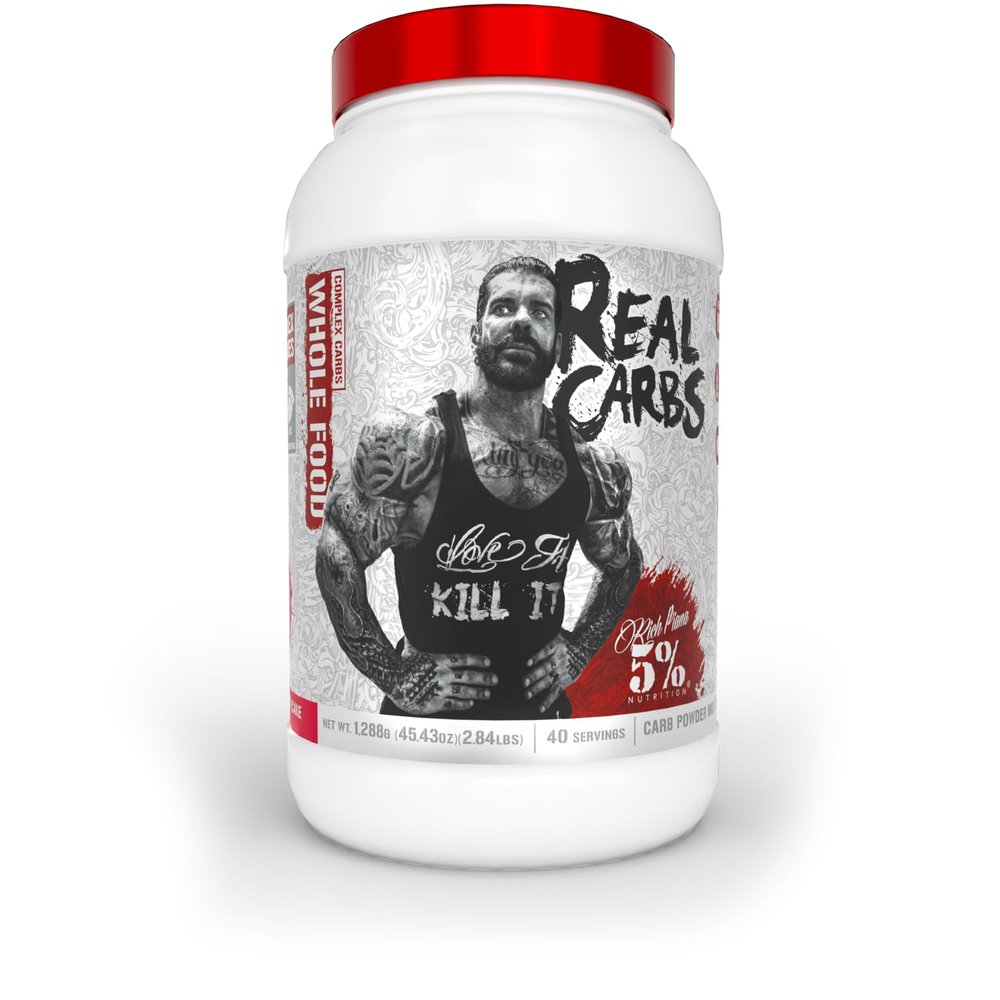5% Nutrition Rich Piana Real Carbs with Real Food Complex Carb Powder, Long-Lasting Low Glycemic Energy for Pre-Workout/Post-Workout Recovery Meal, 2.84 lb, 40 Servings (Strawberry Shortcake)