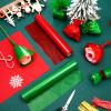 2 Rolls Christmas Cellophane Wrap Roll Green Red Cellophane Wrap 12 in x 49.25 ft Colored Cellophane Wrapping Paper Plastic Wrap for Gift Basket Treats Wrapping Holiday Decoration view 2
