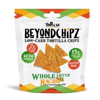 BeyondChipz Low Carb Tortilla Chips, Whole Lotta' Nacho, Keto Friendly, Gluten Free, One 5.3oz Bag