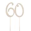 Number 60 Rhinestone Birthday Cake Topper Number Pick 60th Decoration For Anniversary Party Decoration Supply Gold view 1