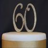 Number 60 Rhinestone Birthday Cake Topper Number Pick 60th Decoration For Anniversary Party Decoration Supply Gold view 2