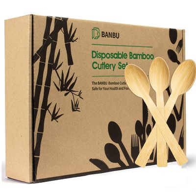 Bamboo Disposable Utensils- 200 PK Bamboo Spoons for Eating 100% Compostable Eco Friendly Biodegradable Renewable Natural Travel Cutlery 6.7" Spoon for Party/Wedding/Camping/Travelling