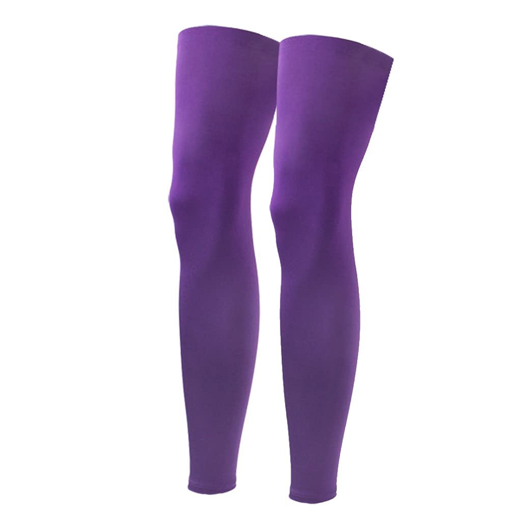 Salome Idea One Pair Compression Full Length Leg Sleeve for Men Women, Running, Basketball (Purple-L)