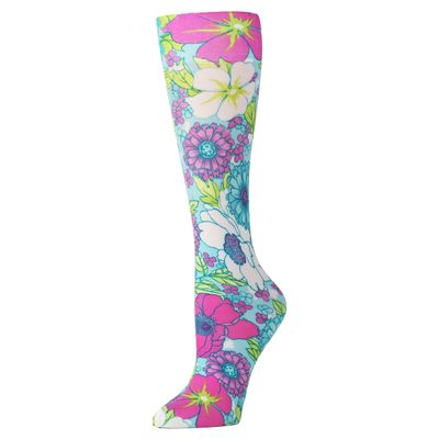 Celeste Stein Therapeutic Graduated Compression Socks, Lily's Flower Garden, 8-15 mmHg Queen Plus Calf