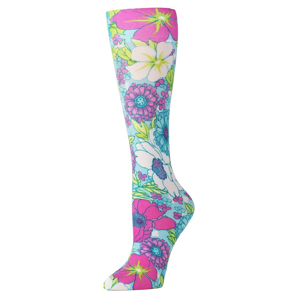 Celeste Stein Therapeutic Graduated Compression Socks, Lily's Flower Garden, 8-15 mmHg Queen Plus Calf