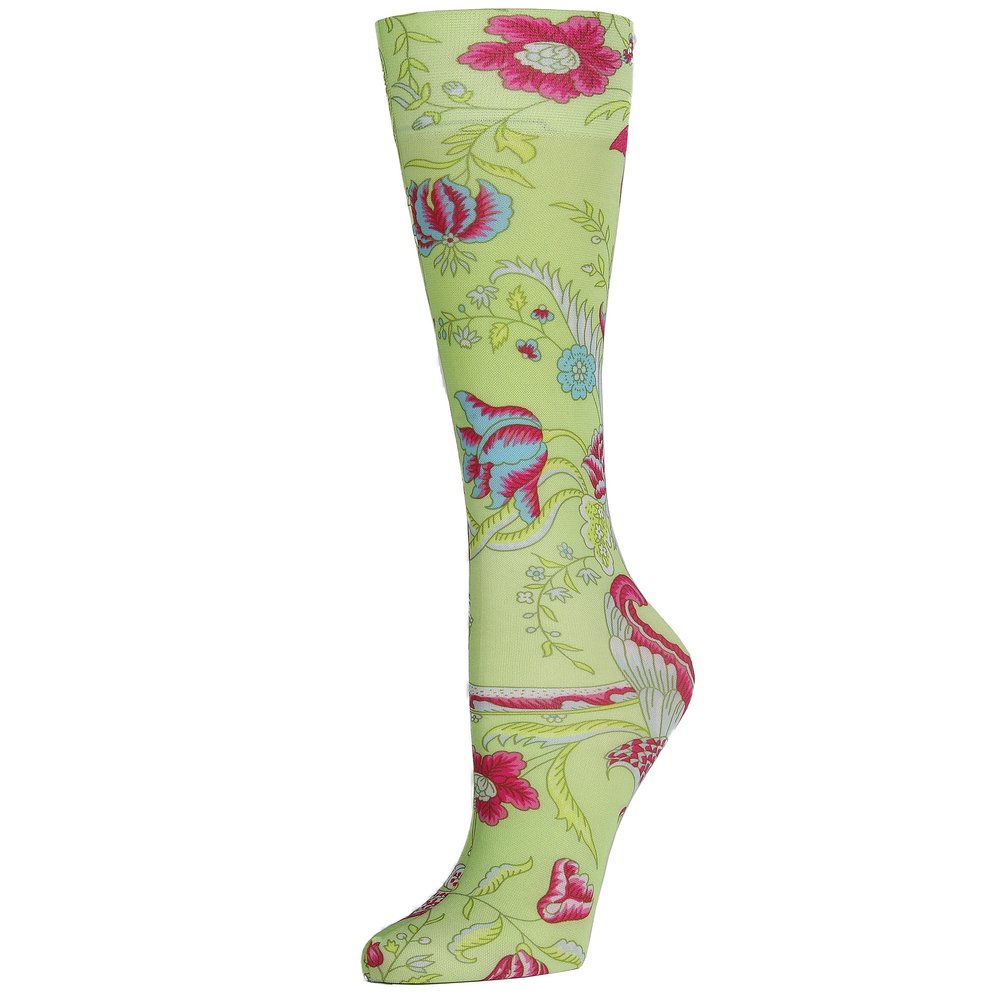 Celeste Stein Therapeutic Graduated Compression Socks, Lime Sweet Pea, 15-20 mmHg Queen Plus Calf
