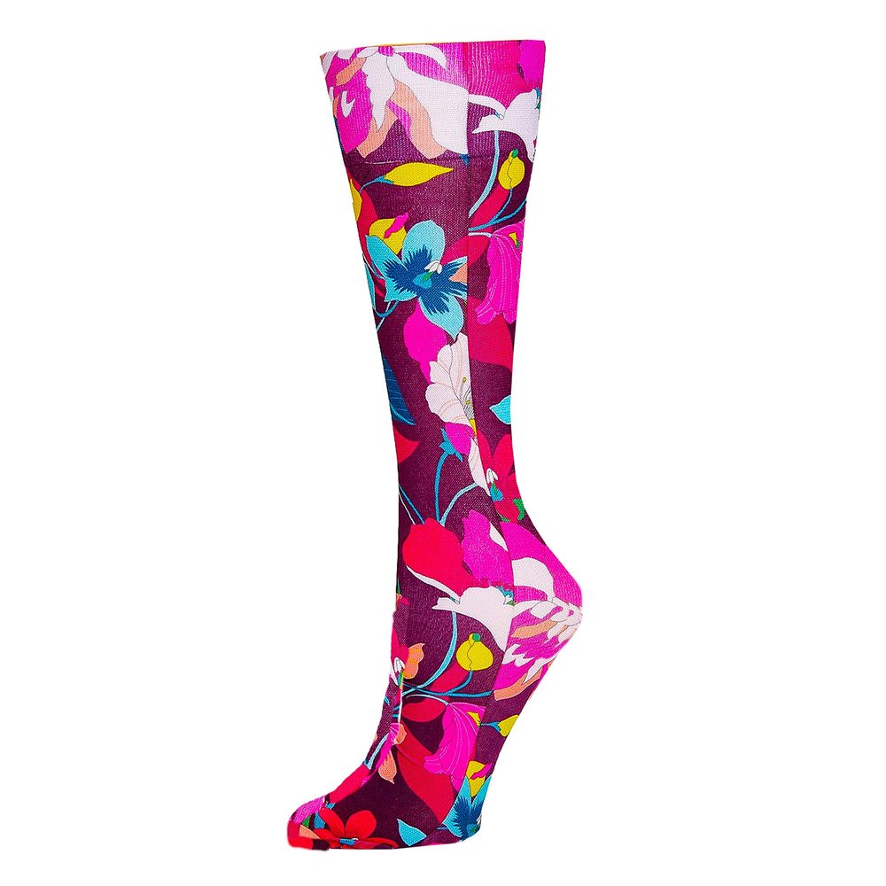 Celeste Stein Therapeutic Graduated Women Compression Socks, Dereka Plum Floral, Diabetic Socks For Womens & Nurses Travel, For Swelling & Improve Circulation In Legs, For 8-15 mmHg Regular Calf