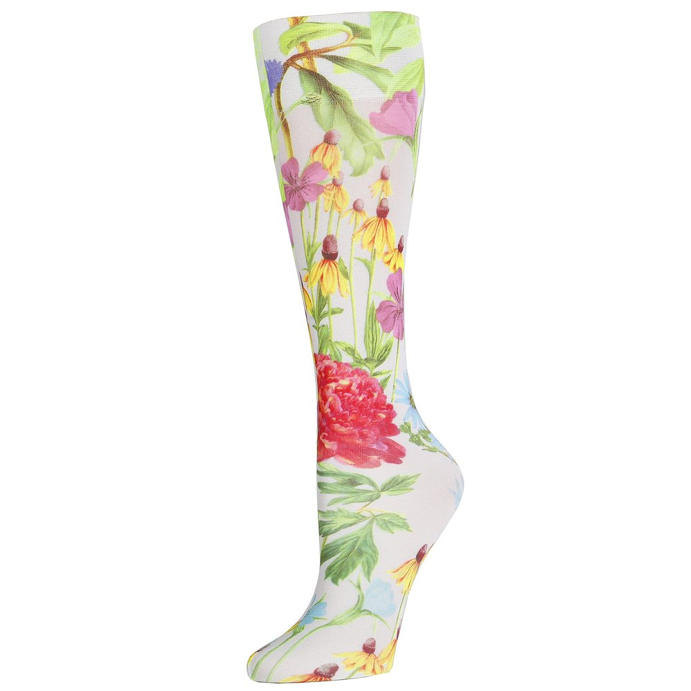 Celeste Stein Therapeutic Graduated Compression Socks, White Bellagio, 20-30 mmHg Regular Calf