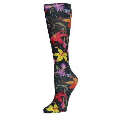 Celeste Stein Therapeutic Graduated Women Compression Socks, Midnight Garden, Diabetic Socks For Womens & Nurses Travel, For Swelling & Improve Circulation In Legs, For 8-15 mmHg Regular Calf