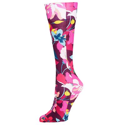 Celeste Stein Therapeutic Graduated Compression Socks, Dereka Plum Floral, 15-20 mmHg Queen Plus Calf