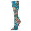 Celeste Stein Therapeutic Graduated Compression Socks, Teal Paisley Dance, 8-15 mmHg Queen Plus Calf view 1
