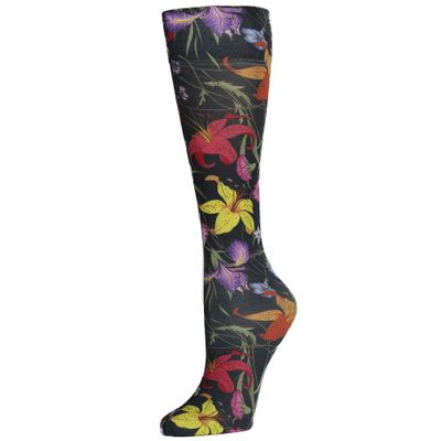 Celeste Stein Therapeutic Graduated Compression Socks, Midnight Garden, 15-20 mmHg Queen Plus Calf