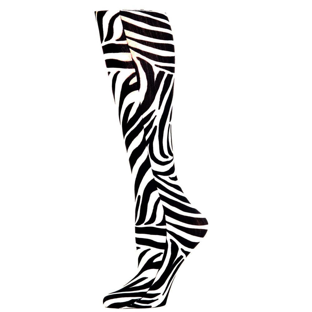 Celeste Stein Therapeutic Graduated Compression Socks, Animal Flow Zebra, 20-30 mmHg Regular Calf