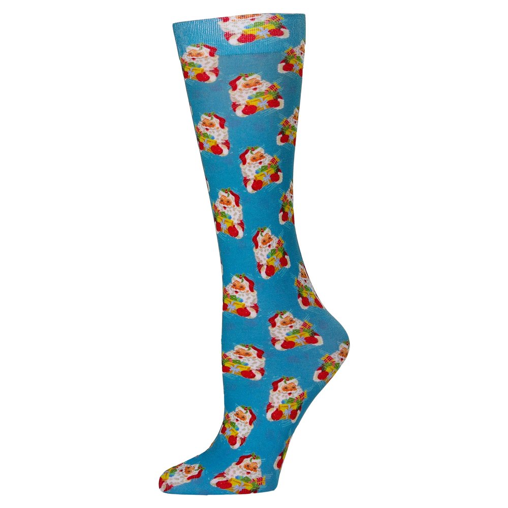 Celeste Stein Therapeutic Graduated Compression Socks, Vintage Santa, 8-15 mmHg Queen Plus Calf