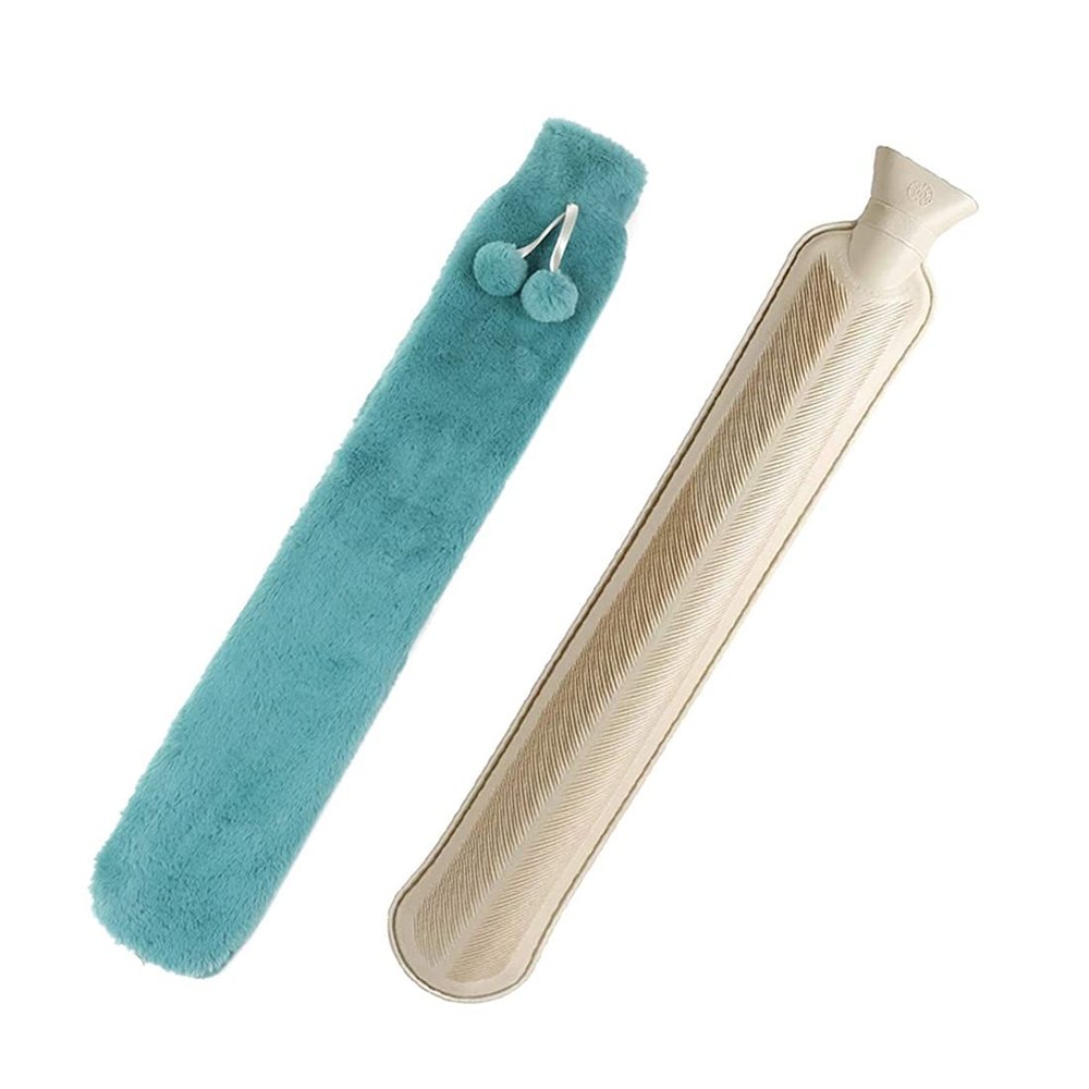 BcofoA Hot Water BottleLong hot Water Bottle withPure Natural RubberSuper Soft FabricReusable Warm or Ice Packs for Injuries72cm (Color : Green)