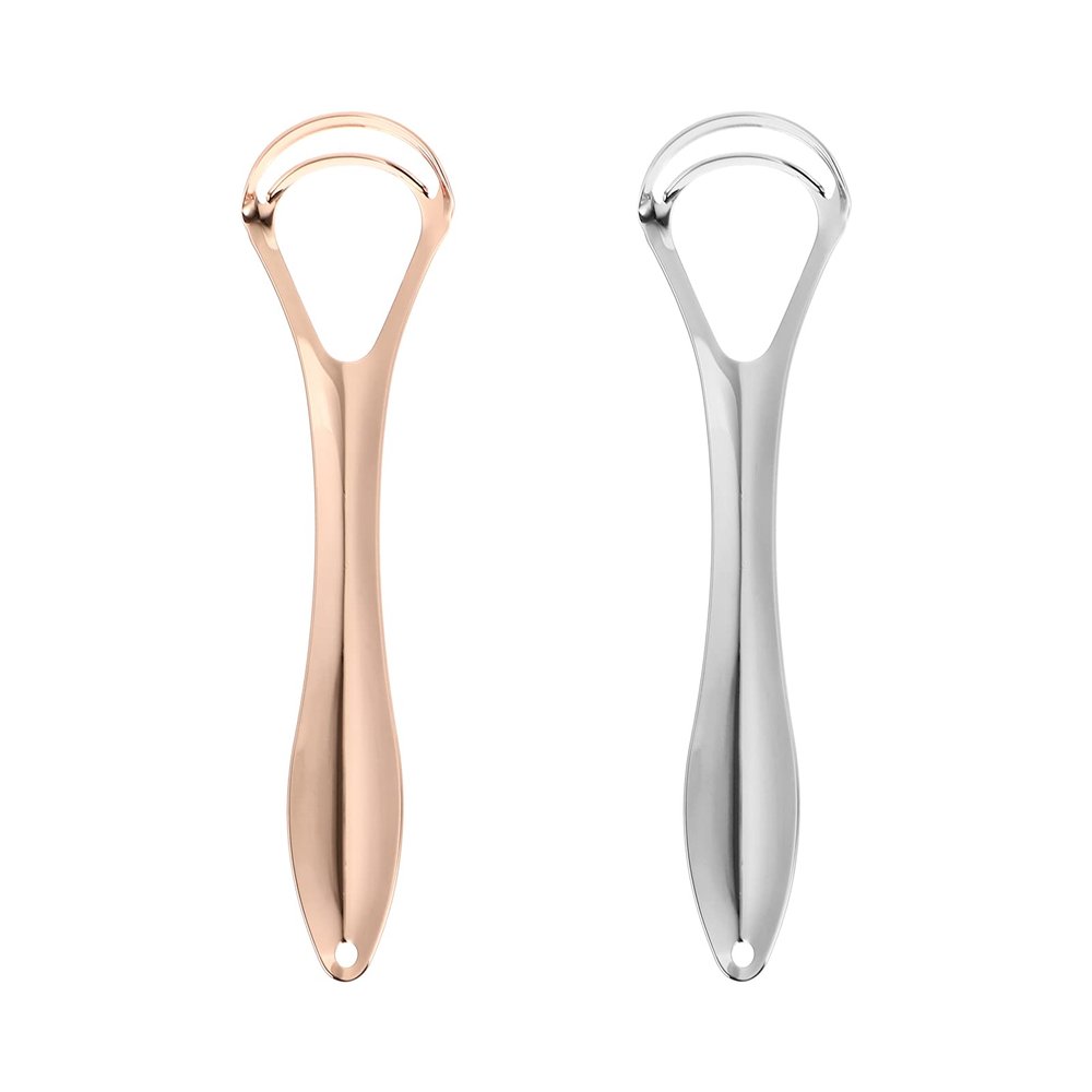 2pcs Stainless Steel Double-layer Portable Tongue Scraper for Oral Care with Cases and Lightweight Design for Home and Travel Use