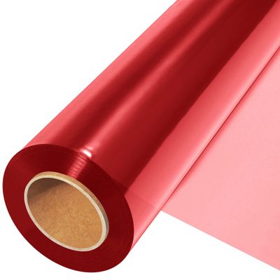 JOYIT Red Cellophane Wrap Roll (200 Ft. Long X 17.5 in. Wide) - 2.5 Mil Thick Transparent Red Cellophane Wrapping Paper, Colored Cellophane Wrap for Gift Flower Basket Decoration