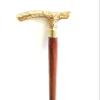 36 inch Golden & Brown Wooden Walking Cane | Walking Stick Beautiful Brass Golden & Brown Wooden Head Walking Stick for Men and Women view 1