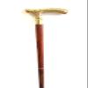 36 inch Golden & Brown Wooden Walking Cane | Walking Stick Beautiful Brass Golden & Brown Wooden Head Walking Stick for Men and Women view 2