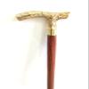 36 inch Golden & Brown Wooden Walking Cane | Walking Stick Beautiful Brass Golden & Brown Wooden Head Walking Stick for Men and Women view 3