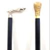 2 Piece Golden Silver Black Handmade Jaguar Royal Victorian Handle Brass with Round Walking Cane-Walking Stick view 2
