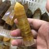 1pc Polished Crystal Tower Natural Yellow hematoid Quartz Points Wand for Home Decoration 80-90mm view 2