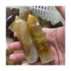 1pc Polished Crystal Tower Natural Yellow hematoid Quartz Points Wand for Home Decoration 80-90mm view 3