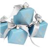Awcmtpsyol Gift Box Diamond Shape Wedding Favors Decoration Baby Shower Birthday Party Chocolate Packing Candy Boxes for Guests with Ribbon and Pearl (blue box with silver ribbon) view 1