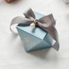 Awcmtpsyol Gift Box Diamond Shape Wedding Favors Decoration Baby Shower Birthday Party Chocolate Packing Candy Boxes for Guests with Ribbon and Pearl (blue box with silver ribbon) view 2