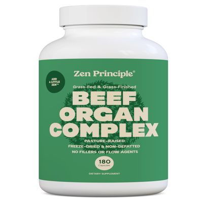 Zen Principle Grass Fed Beef Organs Supplement Desiccated Liver, Heart, Kidney, Pancreas, Spleen, Intestine & Tripe/Stomach Grass-Fed & Grass-Finished on The Natural Pastures of New Zealand