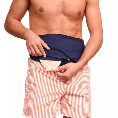 SIIL Ostomy Belt Blue for abdomen Colostomy, Ileostomy or Urostomy | Ostomy Bag Covers Swimming & Sports | Stoma Support Belt (M)