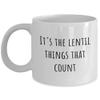 Novelty coffee mug for vegetarian vegan - It's the lentil things that count - perfect for coworker, friend, sister, brother, mom, dad gift (15 oz) view 1