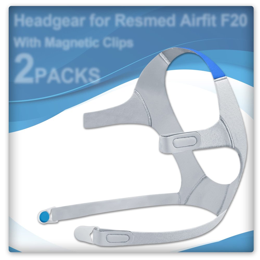 2Packs Replacement CPAP Headgear for Airfit F20 with Clips & Hook, 2Packs Replacement Headgear Compatible with AirFit F20(Standard),Flexible Headgear Elasticity, Great-Value Supplies by Medihealer.
