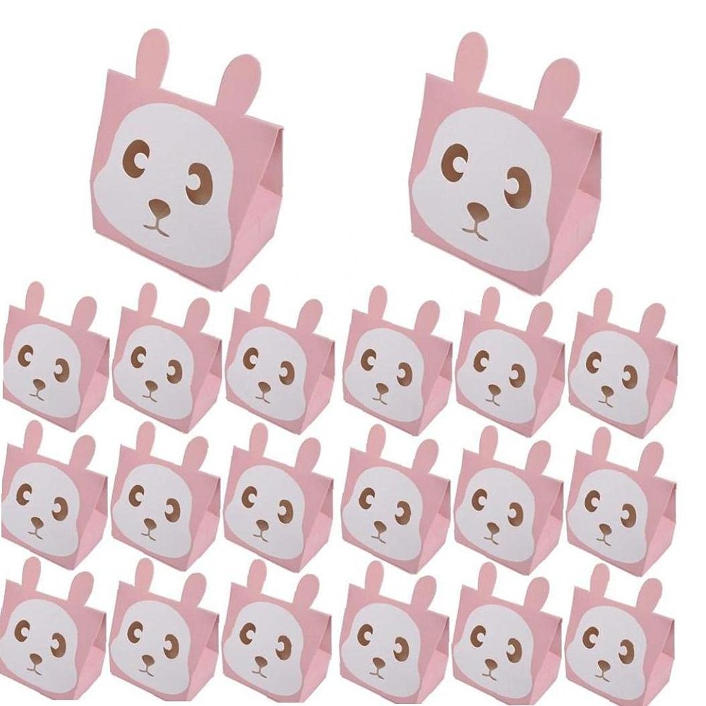 20pcs Rabbit Candy Box Paper Gift Bag with Window Children Birthday Party Supplies Favors Packaging Boxes