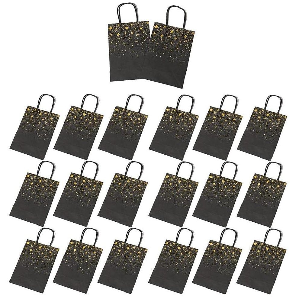 20pcs Kraft Paper Bag with Handles Black Bronzing Star Party Favor Boxes Gift Packaging Bags for Shop Wedding Christmas