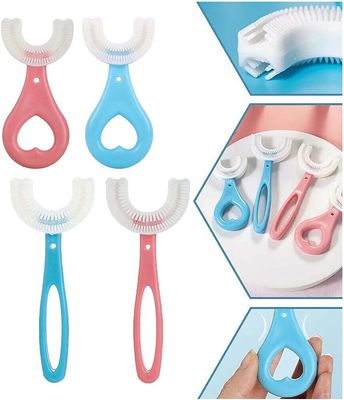 Anshka 360 Baby U-Shaped Toothbrush, Kids U-Shaped Toothbrush, Portable Toothbrush Oral Cleaning Tools, Care for Your Kids Oral Health (Blue+pink 2-6tblue+pink 6-13t)
