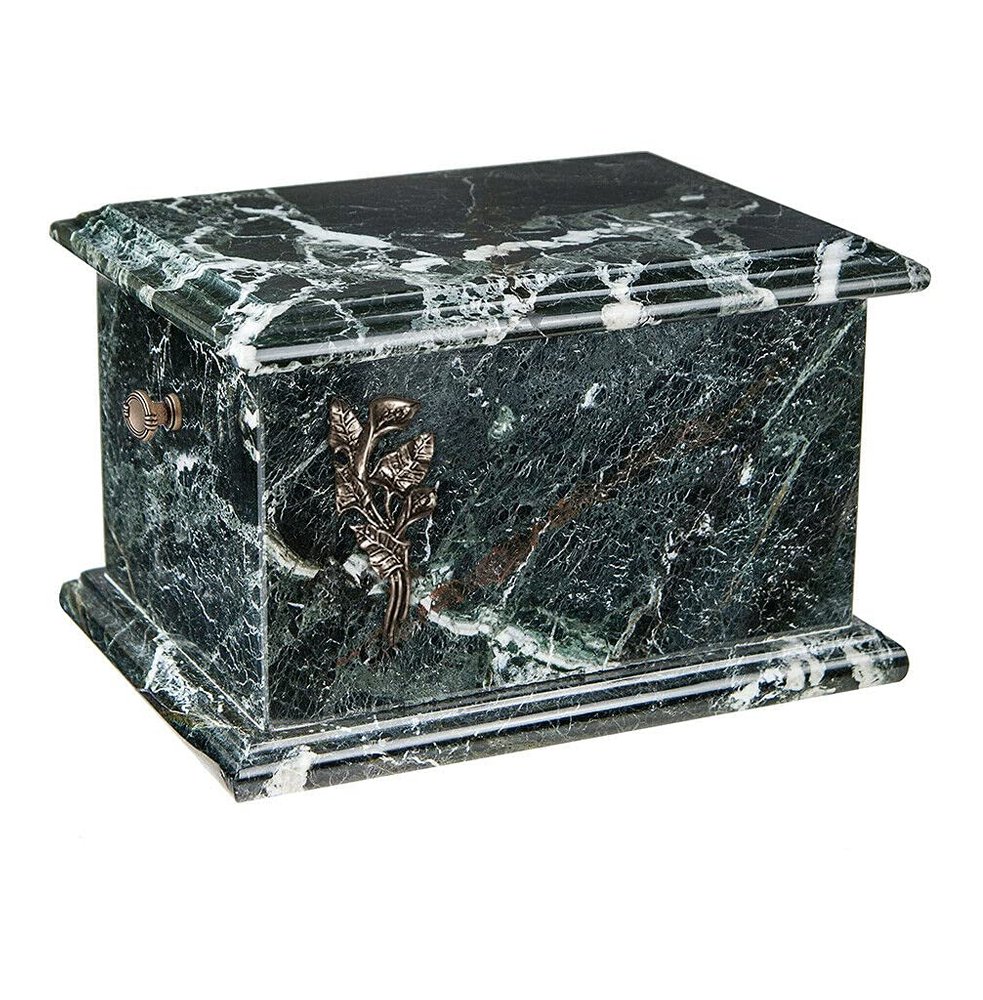 Onyx Adult Cremation Casket Funeral Ashes urn Unique Stone Memorial Casket (Black Onyx, Calla Lily)