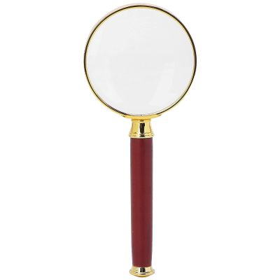 10X Handheld Magnifying Glass, Reading Magnifier Loupe Glasses 10X with Wooden Handle, Reading Illuminated Lighted Magnifier for Book and Newspaper Reading Inspection Jewelry