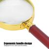 10X Handheld Magnifying Glass, Reading Magnifier Loupe Glasses 10X with Wooden Handle, Reading Illuminated Lighted Magnifier for Book and Newspaper Reading Inspection Jewelry view 2