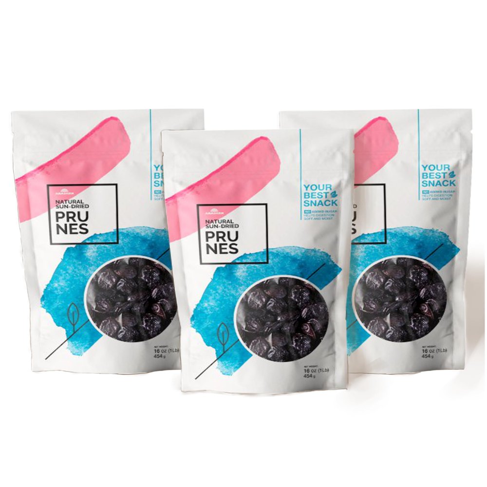 ARASHAN Dried Plums Grown And Plucked From Pristine Plum Trees At The Foot Of The Holy Mountain In Jalal-Abad, Kyrgyzstan Dried Prunes, Pitted Non-GMO, Halal, Gluten Free, Vegan (3 LB)