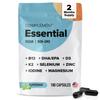 Complement Essential Vegan Multivitamin for Men & Women (60 Servings, 180 Capsules) with Omega-3 DHA & EPA, B12, Vitamin D3 & K2, Zinc, Selenium, Magnesium, Iodine - Supports Immunity & Overall Health view 1