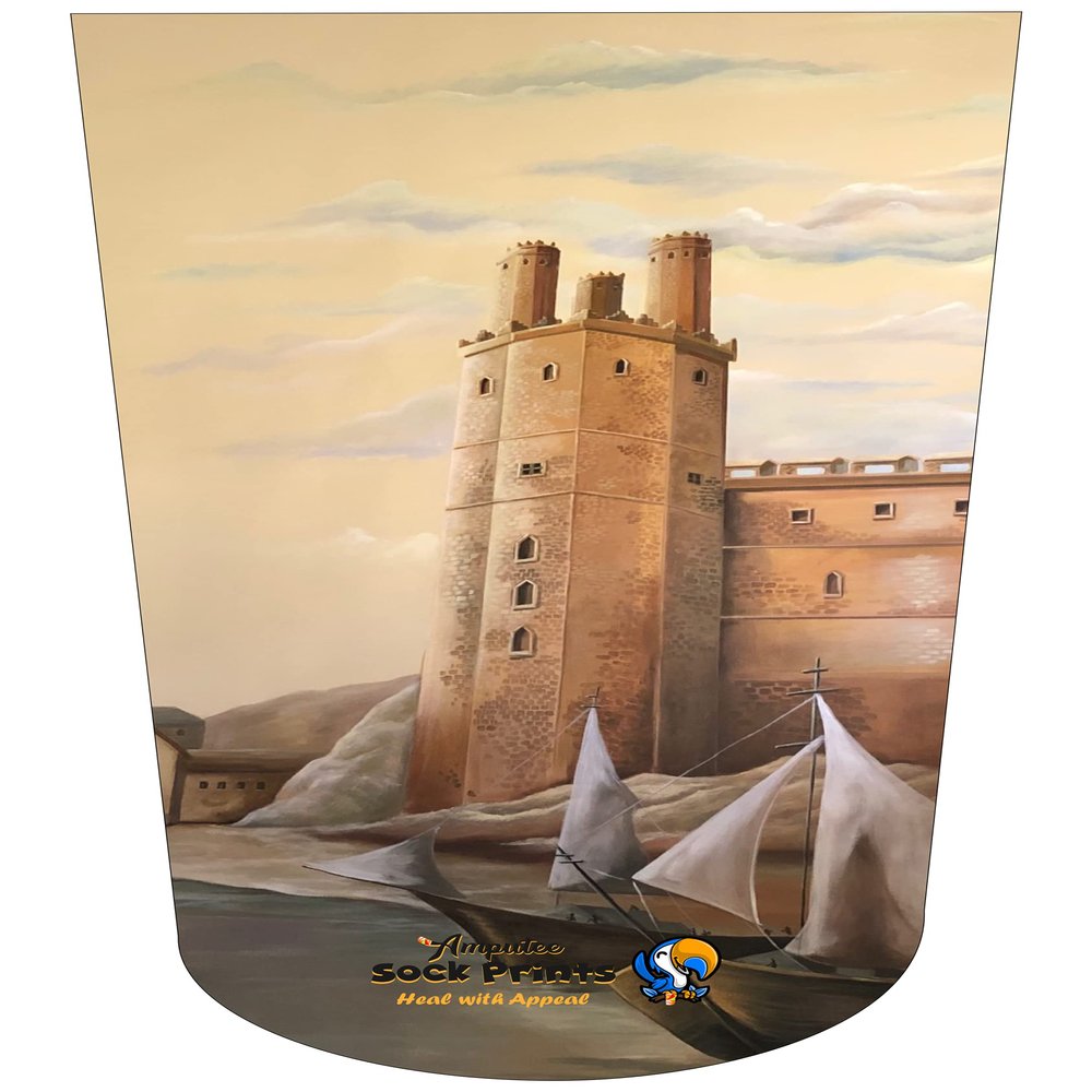 Amputee Sock "Wales Castle Mural A",Residual Wound Sock, 3PLY