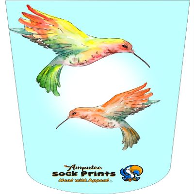 Heal with Appeal Amputee Sock Watercolor Hummingbirds V2 3ply Stump Sock