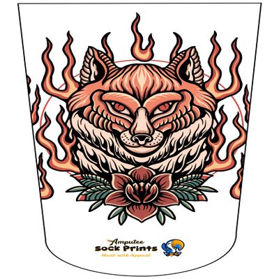 Amputee Sock "Flaming Fox V1",Residual Wound Sock, 3PLY