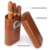 Brown Leather Humidors,Humidor Leather Box,Portable Leather Travel Cigar Case,Cigar Case Hold 3 Tube with Stainless Steel Cigar Cutter,Black view 2