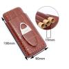 Brown Crocodile Pattern Leather Humidors,Cigars Case with Stainless Steel Cigar Cutter,Hold 3 Tube Cigars,Used for Travel and Work,Brown view 3