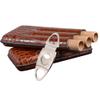 Brown Crocodile Pattern Leather Humidors,Cigars Case with Stainless Steel Cigar Cutter,Hold 3 Tube Cigars,Used for Travel and Work,Brown view 4