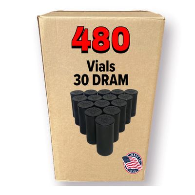 480 Black Vials - 30 DRAM Pop Top Bottle - Airtight Containers - BPA Free Medical Grade Plastic Prescription Bottles for Storage, Wholesale Bulk Pack