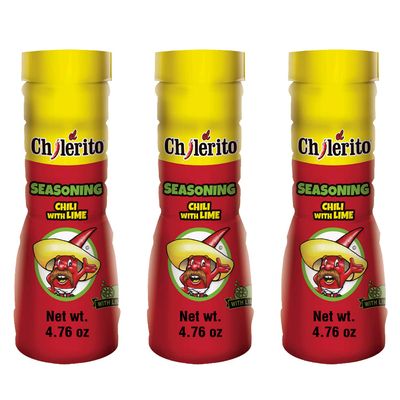 3 Pack EL CHILERITO Seasoning Powder Chili With Lime 135g/ 4.76 Fl Oz- Mexican Foods Ideal For Snacks, Fruits, Drinks And Cocktails - To Share With Friends And Family - Kosher - Natural Ingredients Chili